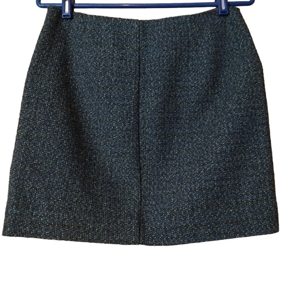 Outback Red Wool Blend Green Mini Skirt Side Zip Lined Classic Size 4 Office
